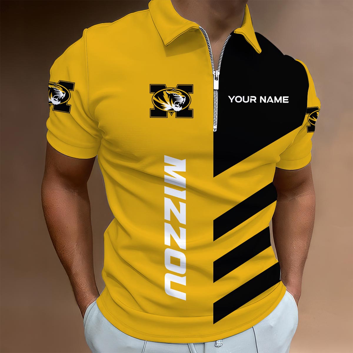 Sportswearmerch Michigan Wolverines NCAA Lapel Zip Polo Shirt For Fan