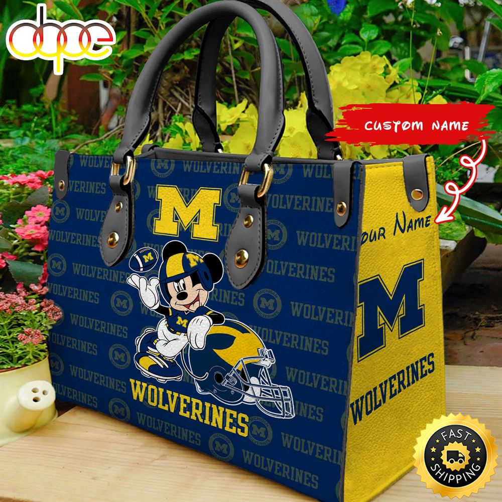 Sportswearmerch Michigan Wolverines NCAA Mickey Leather Bag For Fan