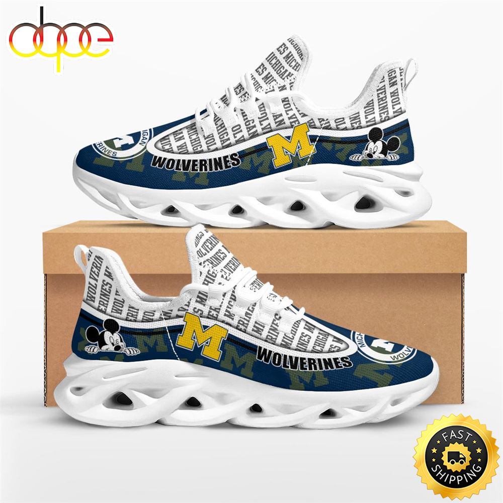 Sportswearmerch Michigan Wolverines NCAA Mickey Mouse Max Soul Shoes Sneakers For Men And Women