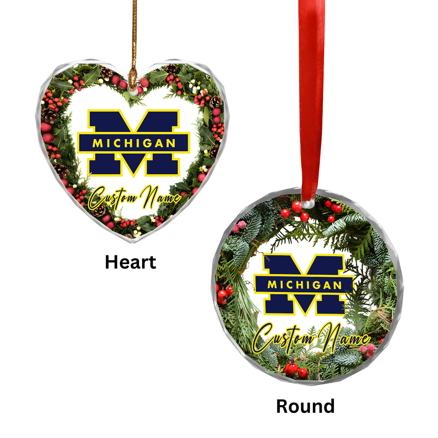 Sportswearmerch Michigan Wolverines NCAA x Christmas Glass Ornament Gift For Fans