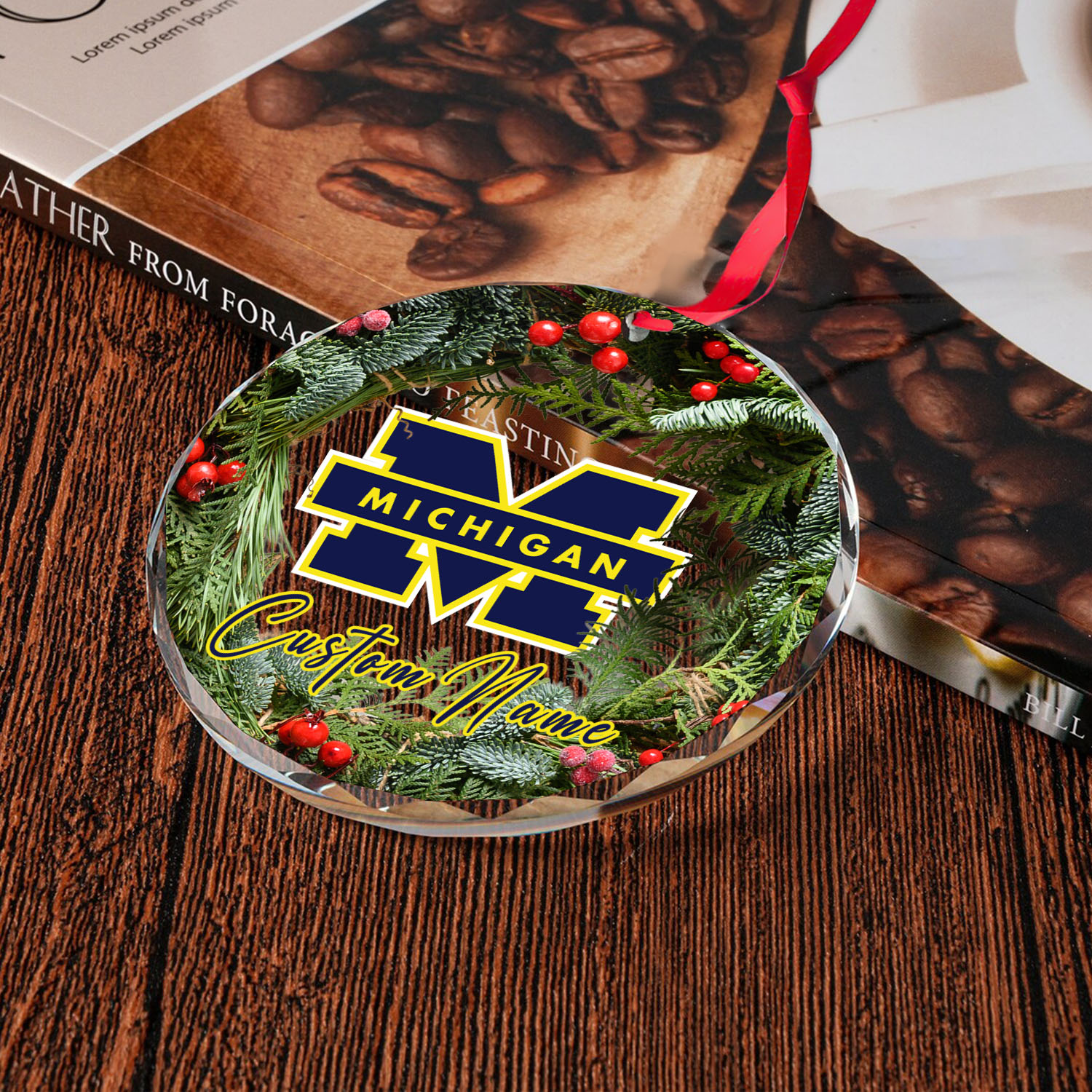 Sportswearmerch Michigan Wolverines NCAA x Christmas Glass Ornament Gift For Fans
