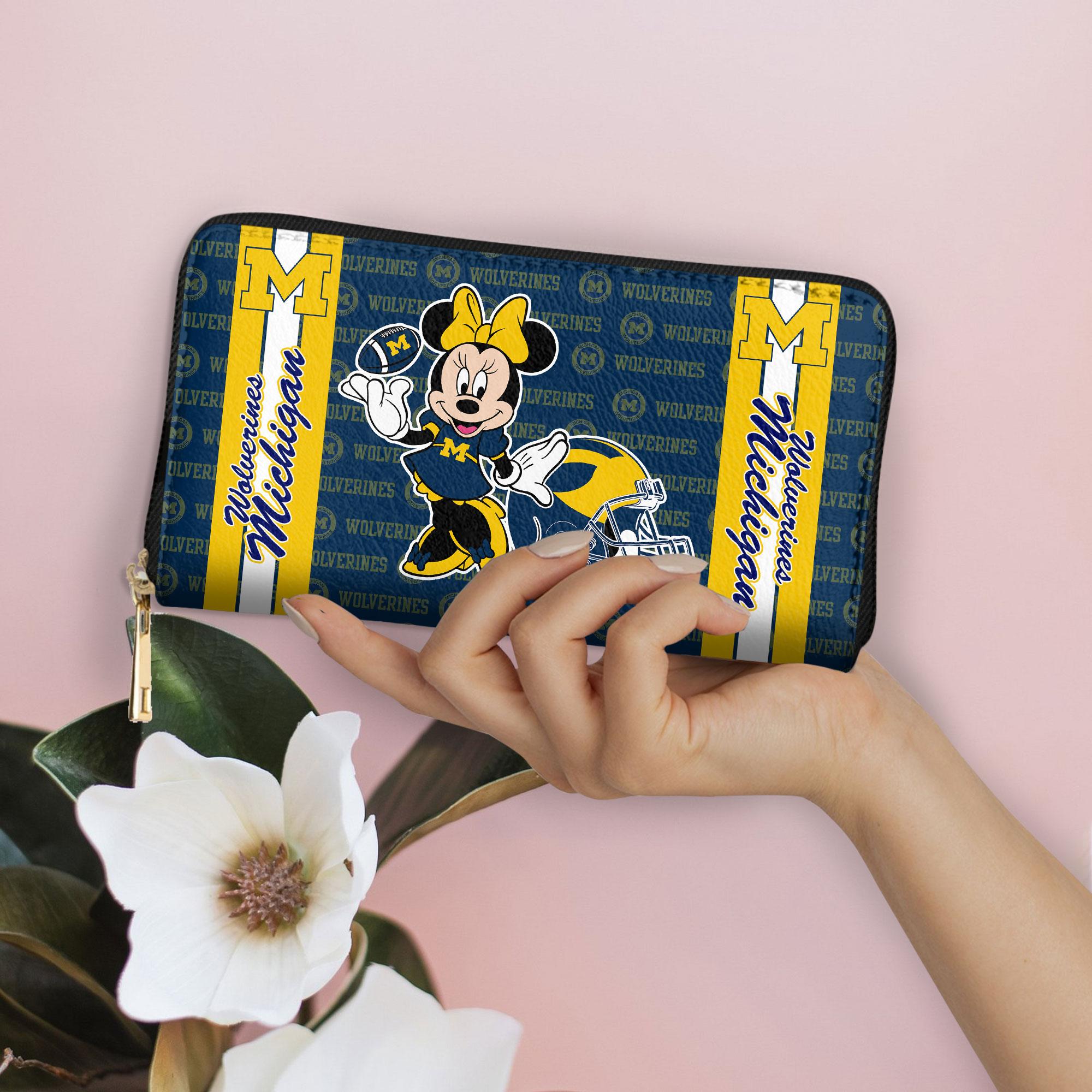 Sportswearmerch Michigan Wolverines NCAA x Minnie Women Leather Handbag For Fan