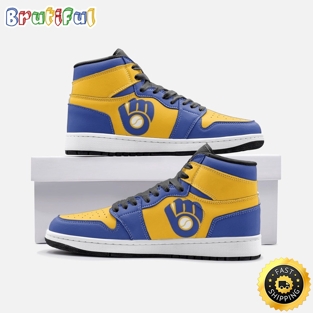 Sportswearmerch Milwaukee Brewers MLB AJ1 High Sneakers Shoes For Men And Women