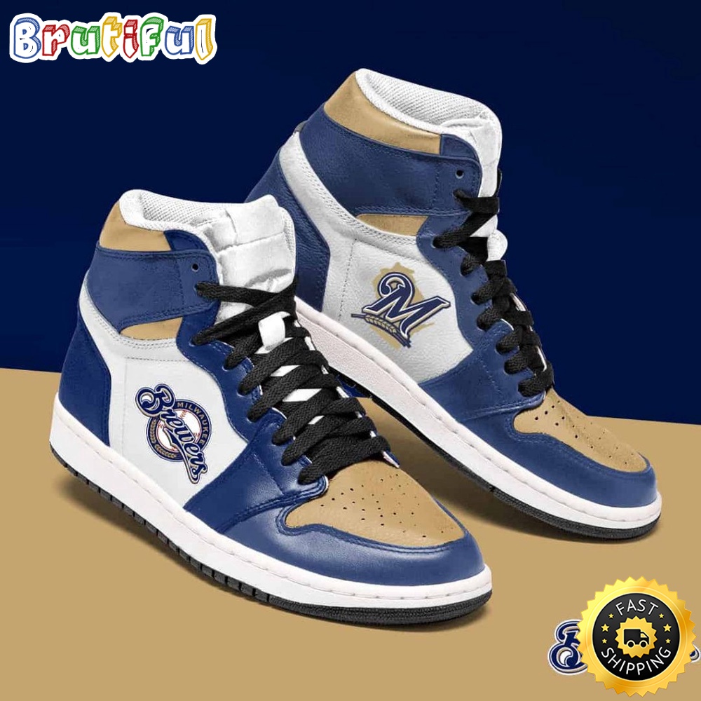 Sportswearmerch Milwaukee Brewers MLB AJ1 High Sneakers Shoes For Men And Women
