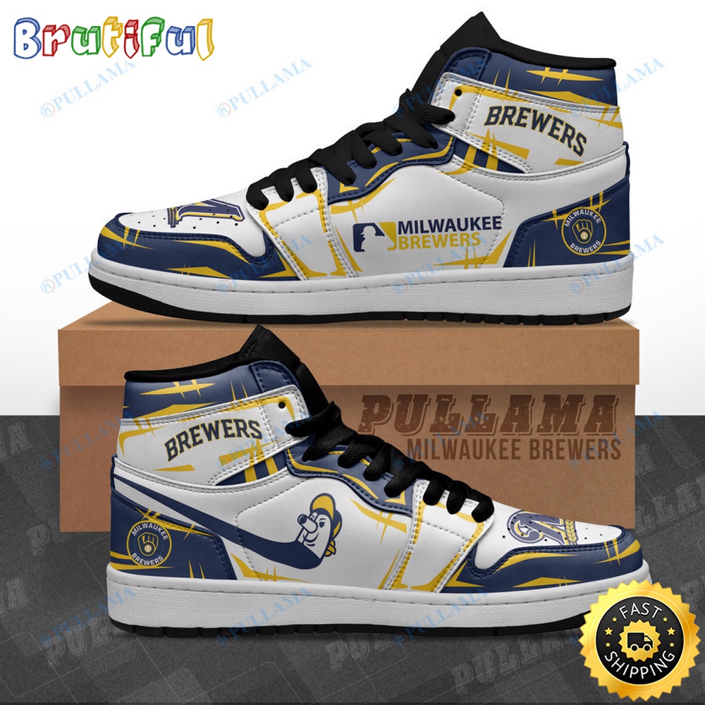 Sportswearmerch Milwaukee Brewers MLB AJ1 High Sneakers Shoes For Men And Women