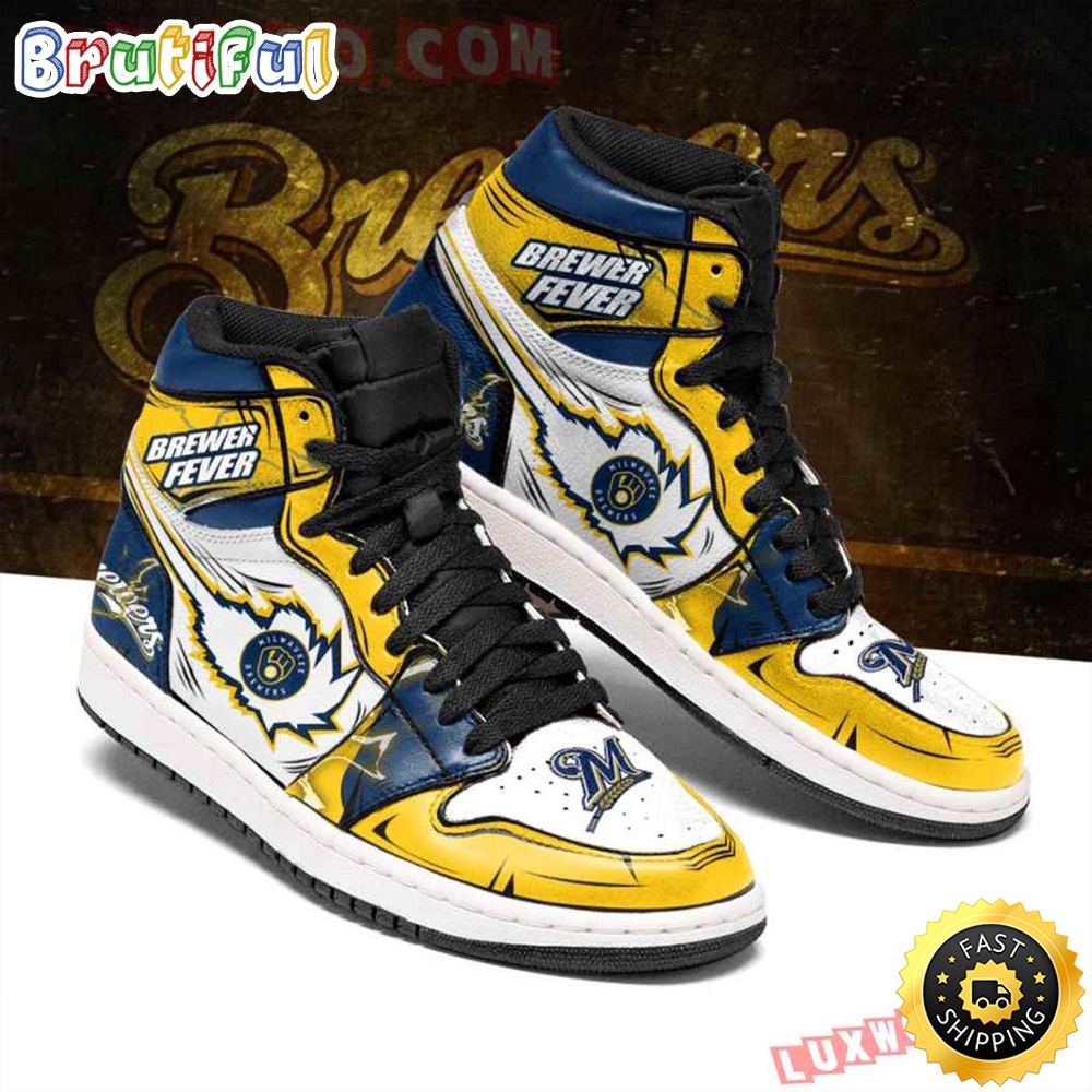 Sportswearmerch Milwaukee Brewers MLB AJ1 High Sneakers Shoes For Men And Women