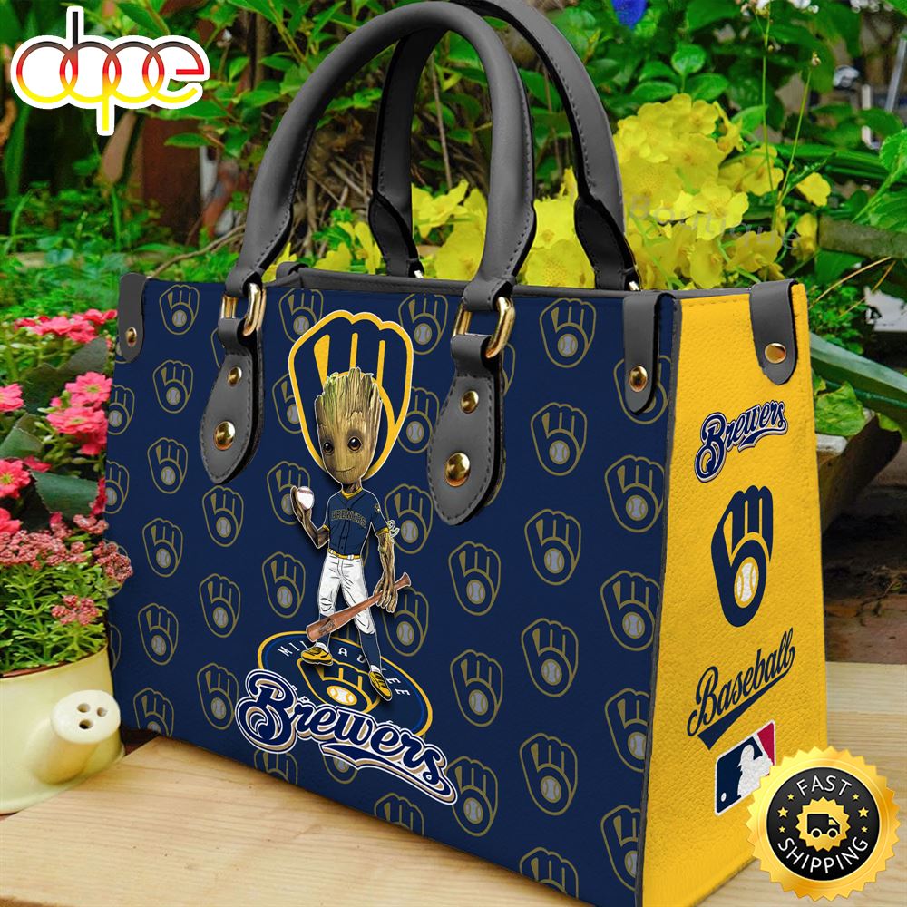 Sportswearmerch Milwaukee Brewers MLB Groot Women Leather Hand Bag For Fan