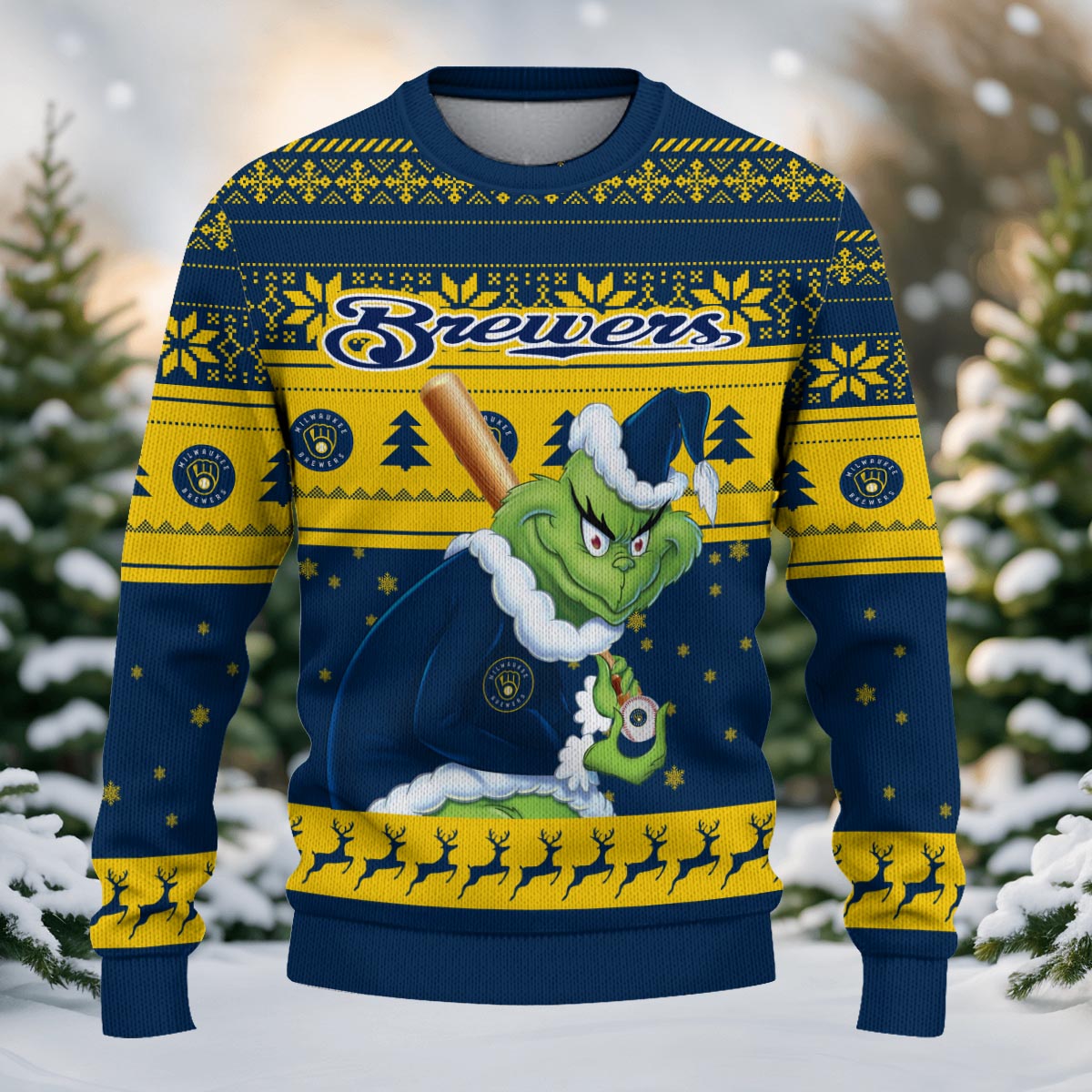 Sportswearmerch Milwaukee Brewers MLB x Grinch Christmas Ugly Sweater For Fans