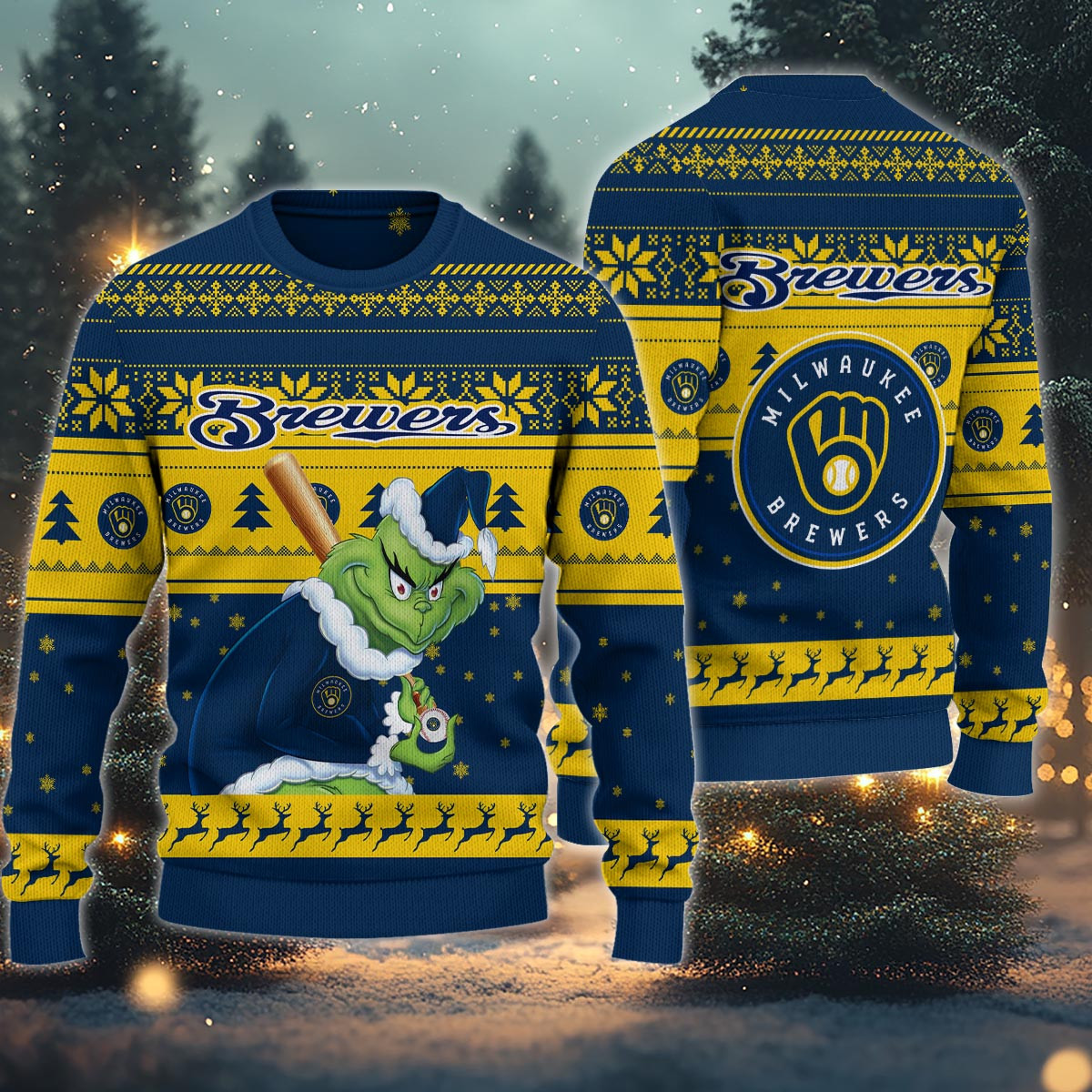 Sportswearmerch Milwaukee Brewers MLB x Grinch Christmas Ugly Sweater For Fans