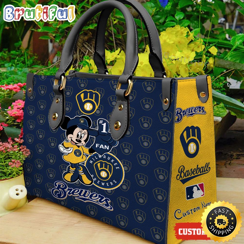 Sportswearmerch Milwaukee Brewers MLB x Minnie Leather Handbag For Fan
