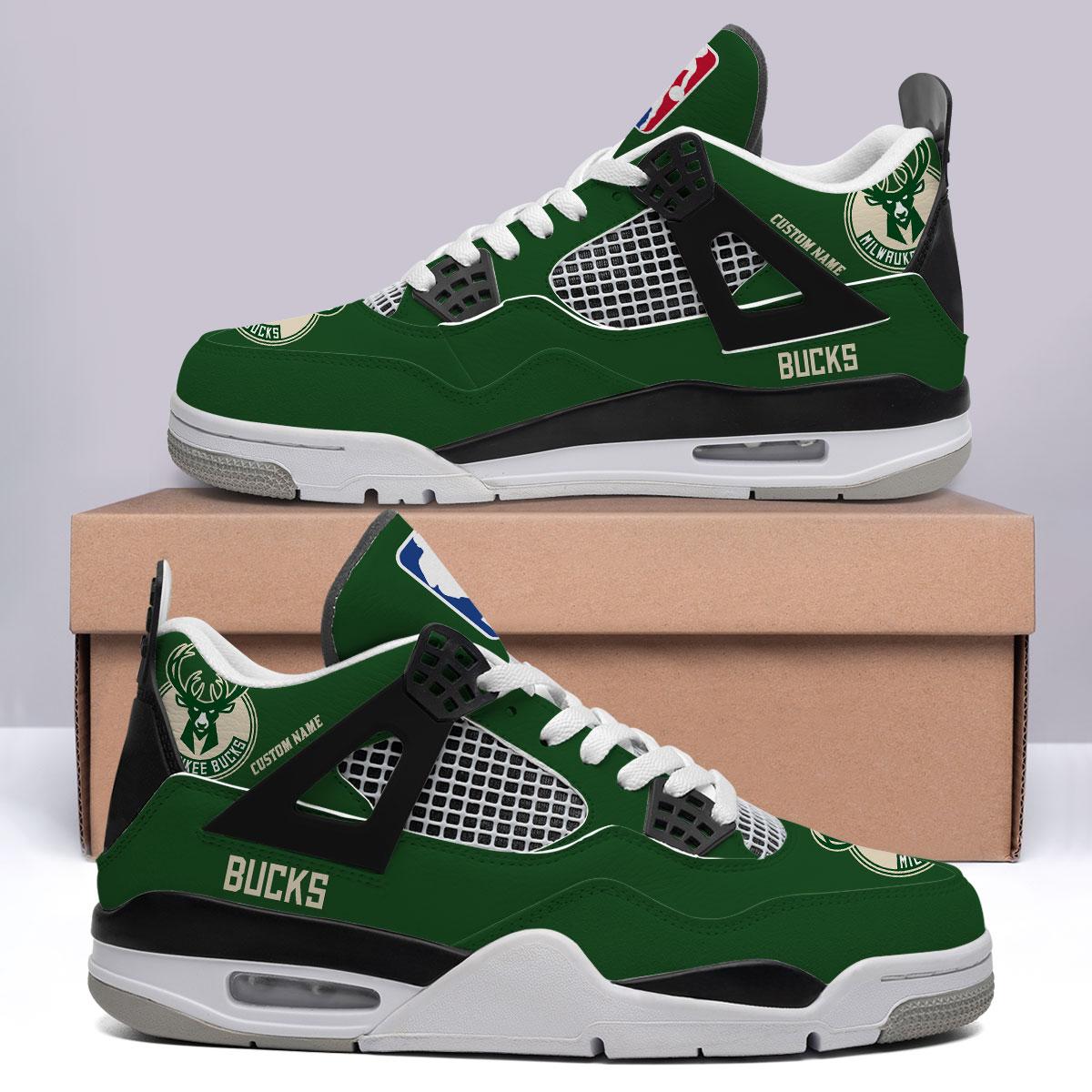 Sportswearmerch Milwaukee Bucks NBA Air Jordan 4 SnAJ4 Sneakers Shoes For Men And Women