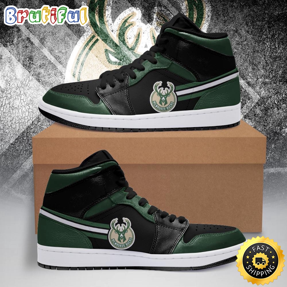 Sportswearmerch Milwaukee Bucks NBA AJ1 High Sneakers Shoes For Men And Women