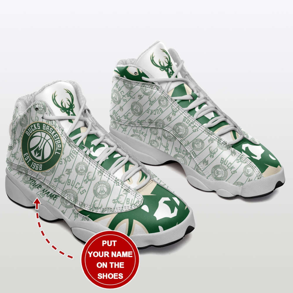 Sportswearmerch Milwaukee Bucks NBA AJ13 Sneakers Shoes For Men And Women