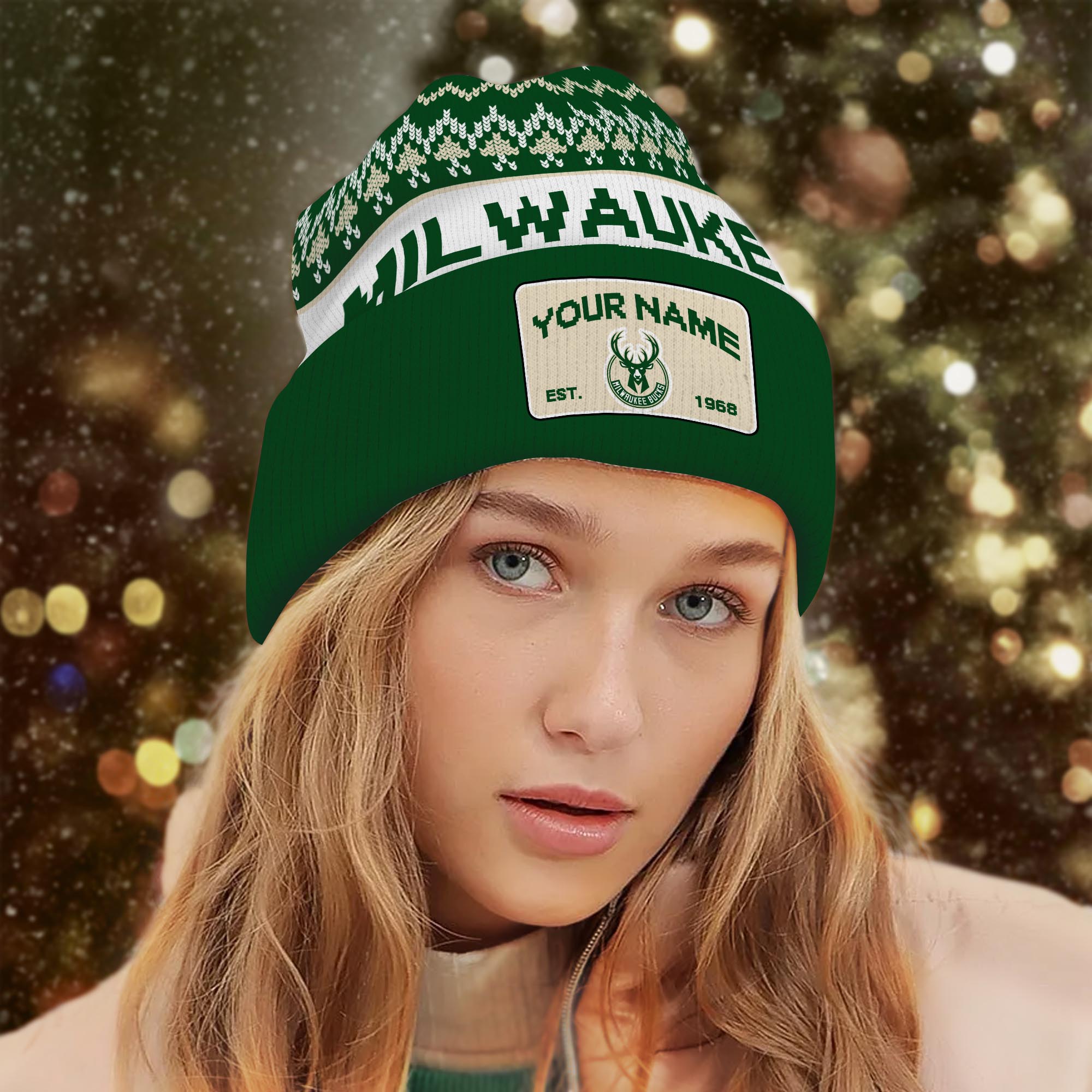 Sportswearmerch Milwaukee Bucks NBA Christmas Beanie Hat For Fan