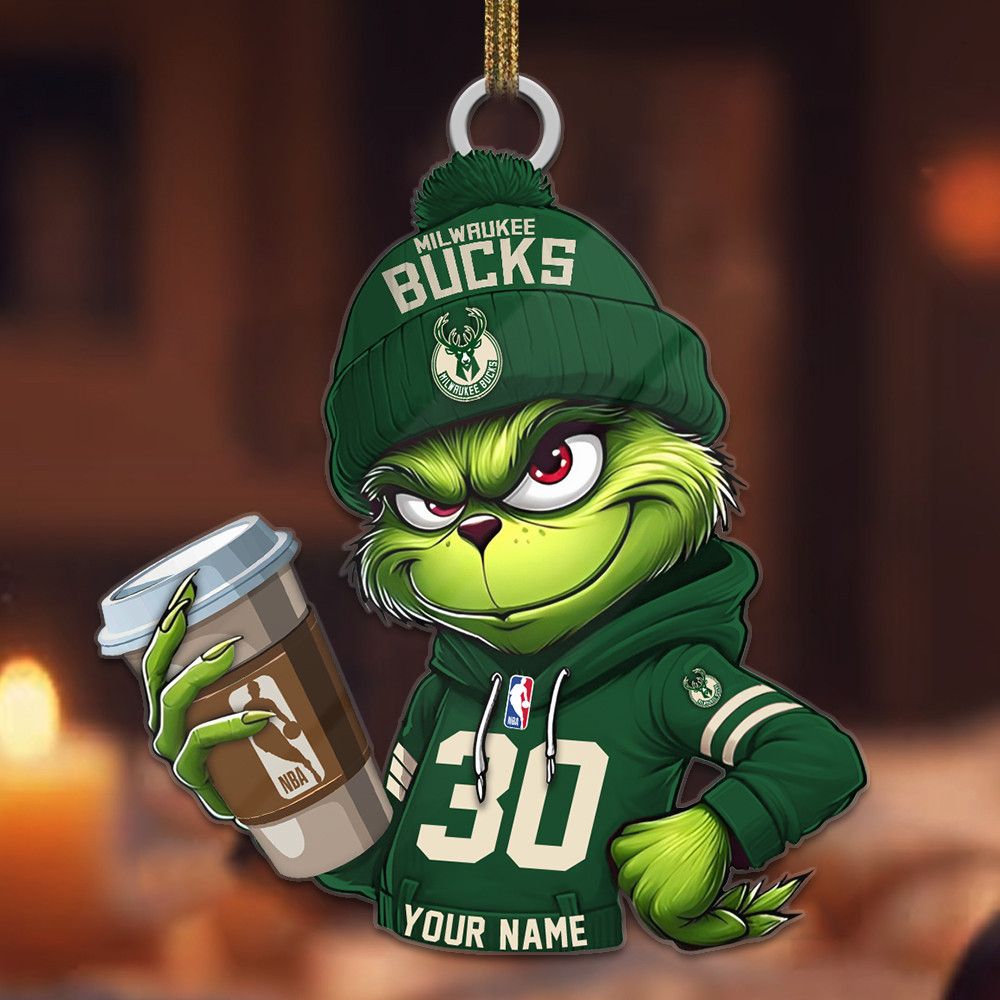 Sportswearmerch Milwaukee Bucks NBA Personalized Acrylic Ornament For Fans
