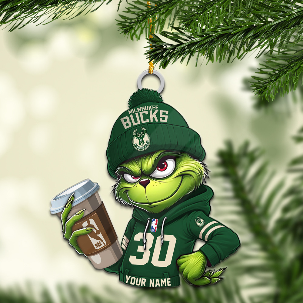 Sportswearmerch Milwaukee Bucks NBA Personalized Acrylic Ornament For Fans
