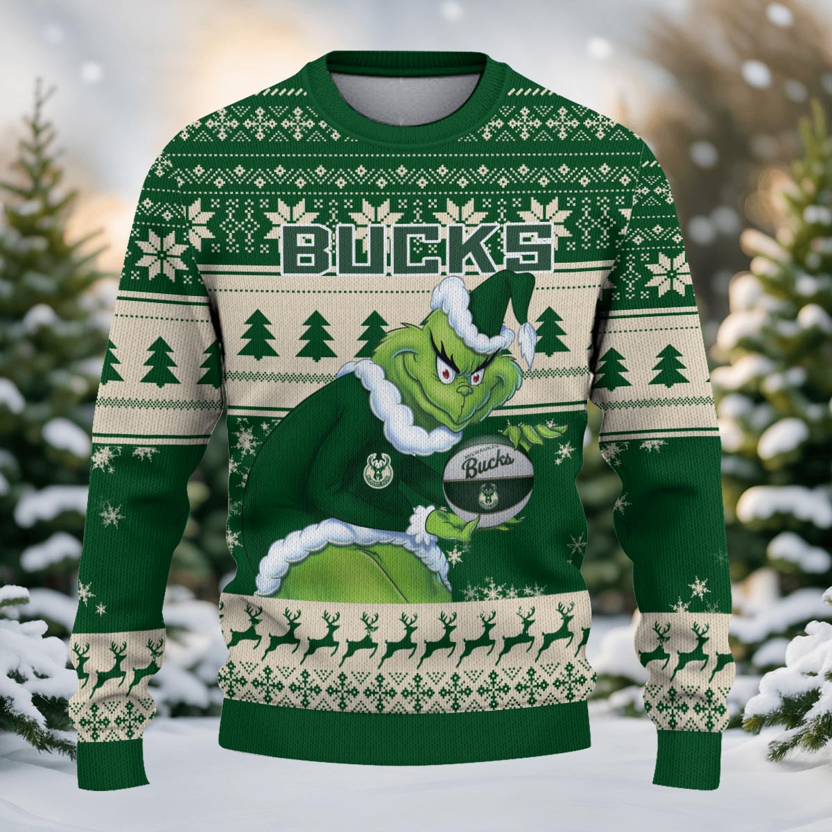 Sportswearmerch Milwaukee Bucks NBA x Grinch Christmas Ugly Sweater For Fans