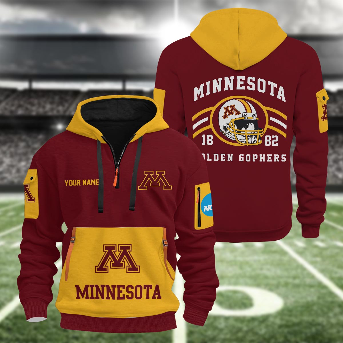 Sportswearmerch Minnesota Golden Gophers NCAA Half Zip Hoodie Personalized For Fan
