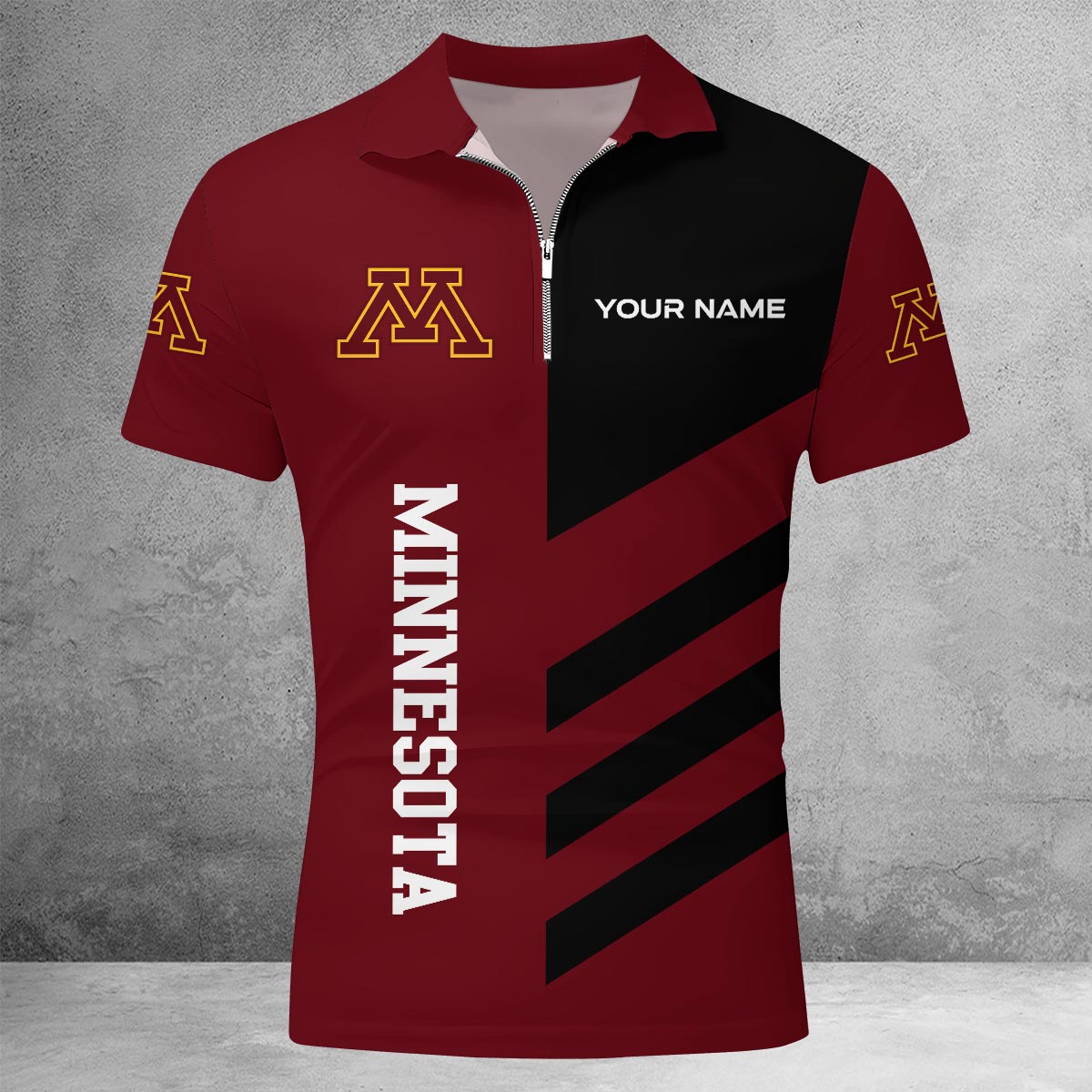 Sportswearmerch Minnesota Golden Gophers NCAA Lapel Zip Polo Shirt For Fan