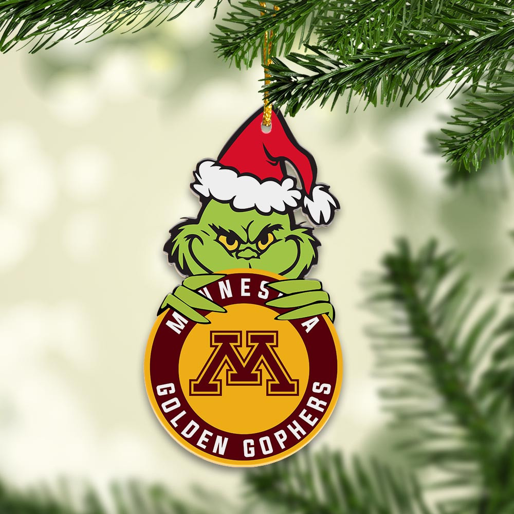 Sportswearmerch Minnesota Golden Gophers NCAA x Grinch Christmas Acrylic Ornament For Fans