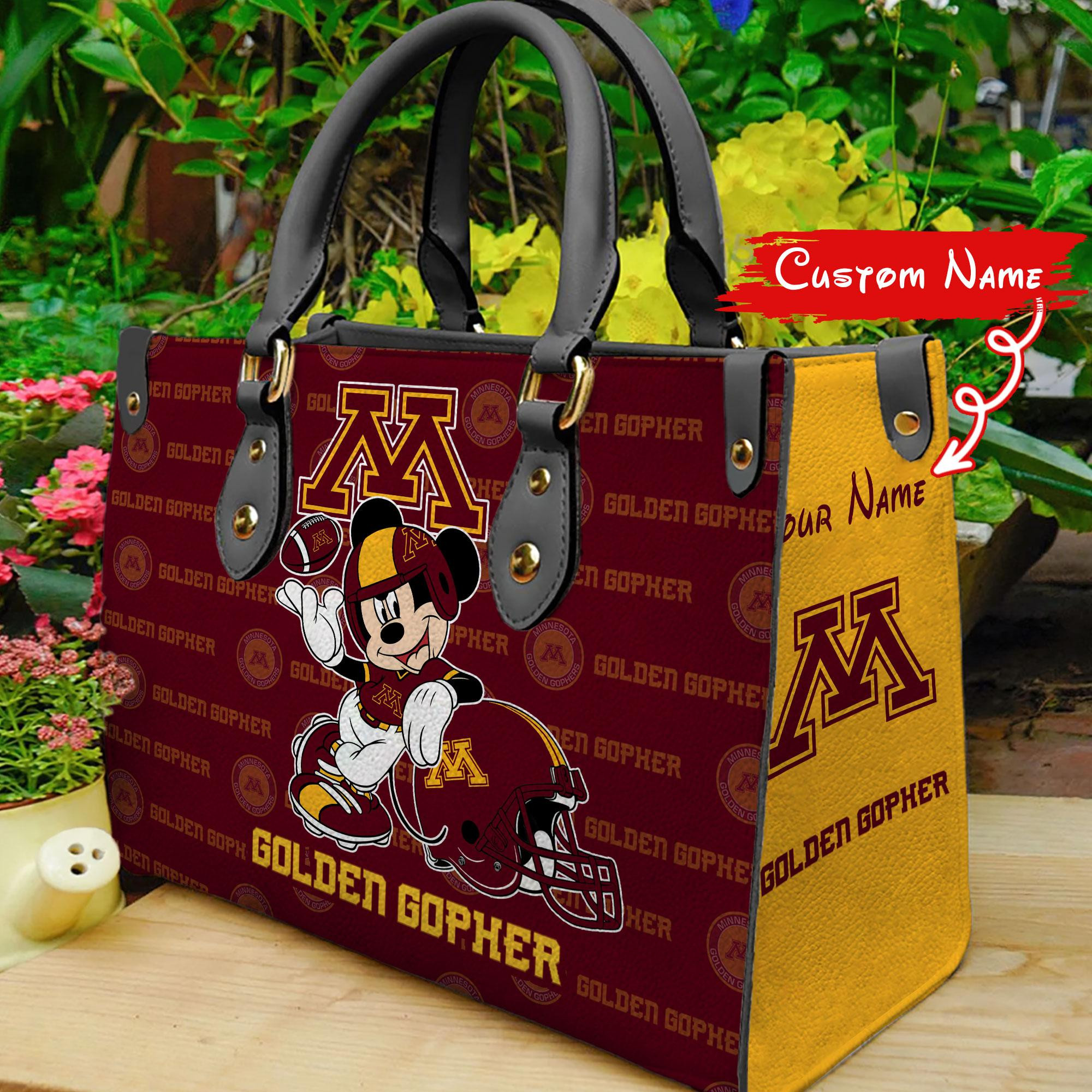 Sportswearmerch Minnesota Golden Gophers NCAA x Mickey Women Leather Handbag For Fan