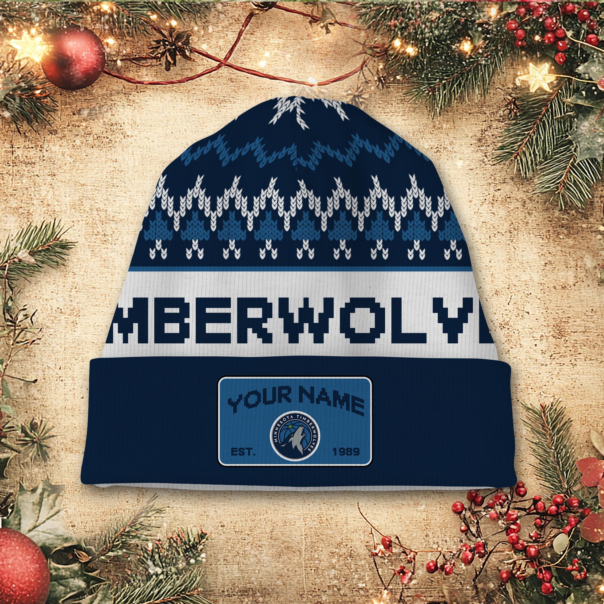 Sportswearmerch Minnesota Timberwolves NBA Christmas Beanie Hat For Fan