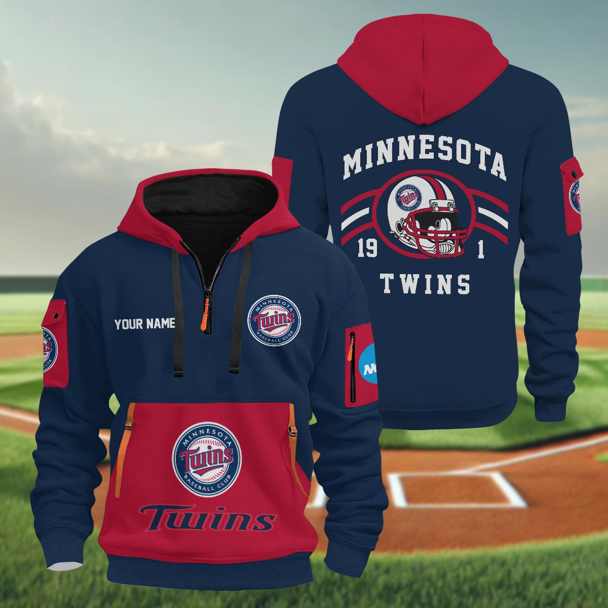 Sportswearmerch Minnesota Twins MLB Half Zip Hoodie Personalized For Fan