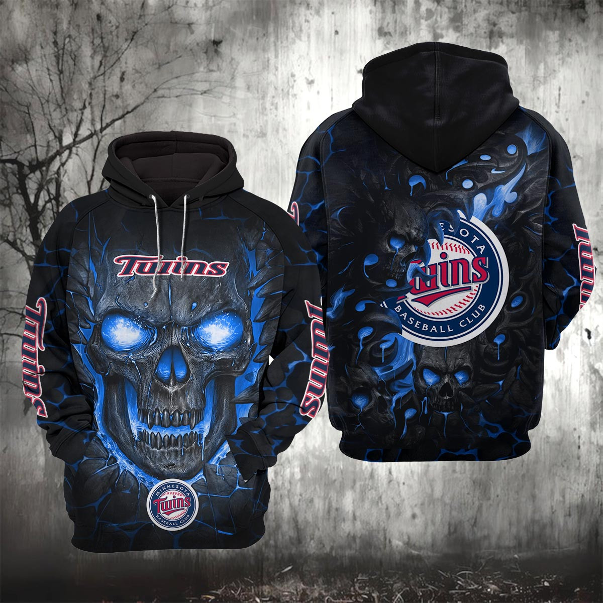 Sportswearmerch Minnesota Twins MLB Lava Skull Hoodie For Fan