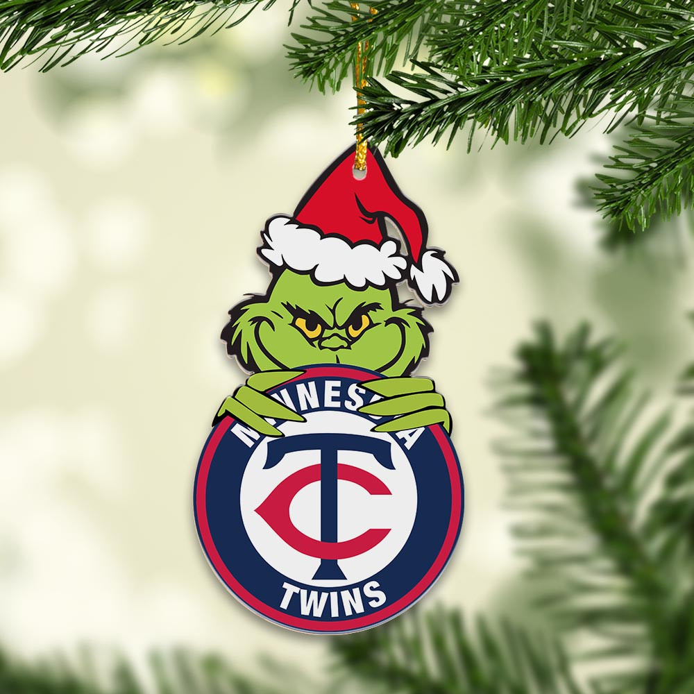 Sportswearmerch Minnesota Twins MLB x Grinch Christmas Acrylic Ornament For Fans