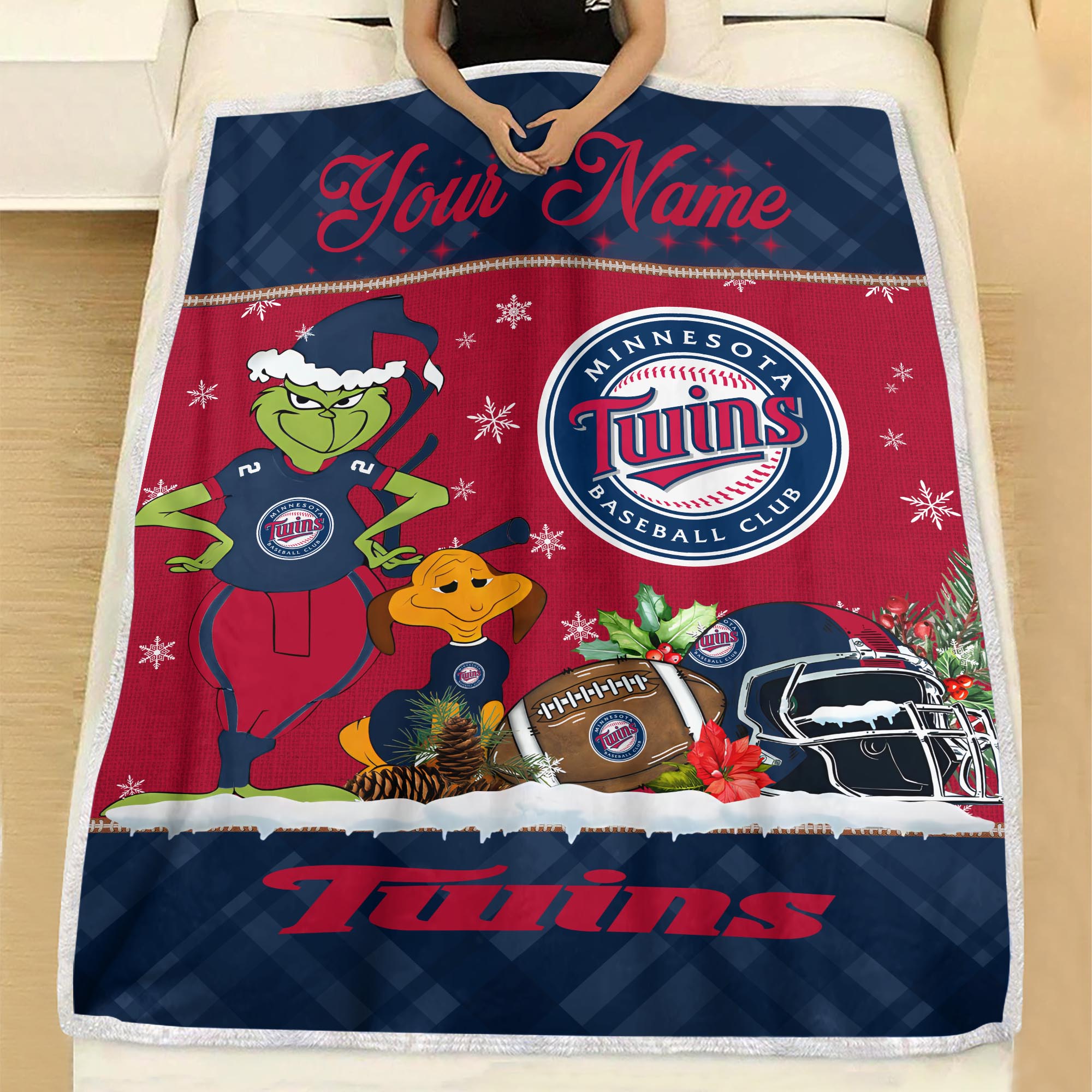Sportswearmerch Minnesota Twins MLB x Grinch Christmas Fleece Blanket For Fan