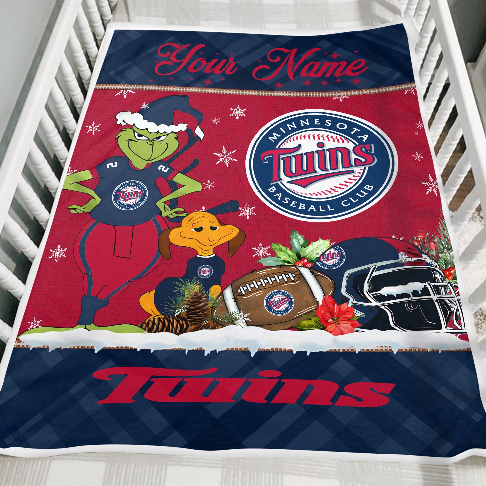 Sportswearmerch Minnesota Twins MLB x Grinch Christmas Fleece Blanket For Fan