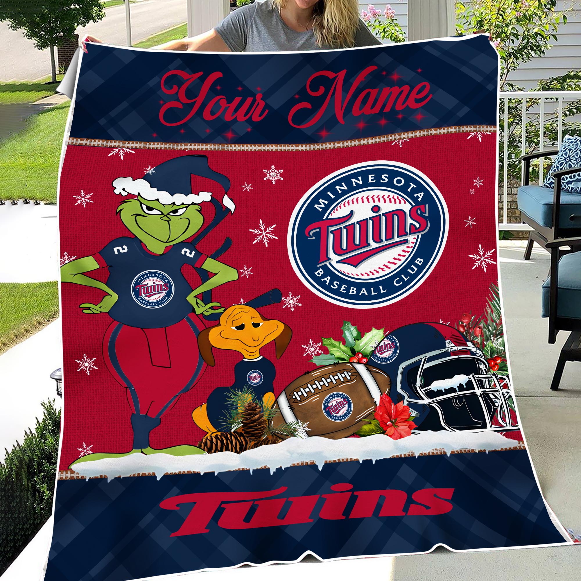 Sportswearmerch Minnesota Twins MLB x Grinch Christmas Fleece Blanket For Fan