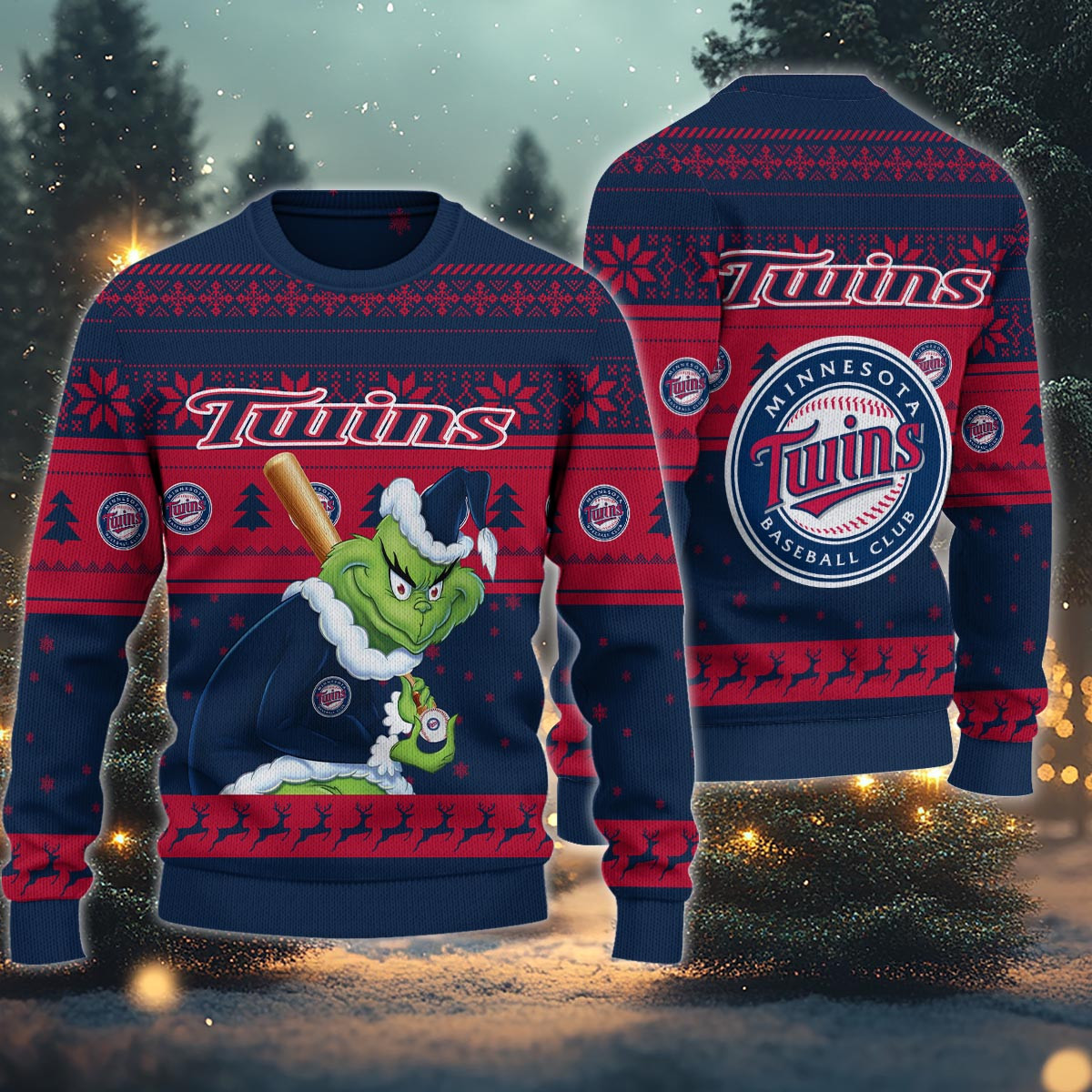 Sportswearmerch Minnesota Twins MLB x Grinch Christmas Ugly Sweater For Fans