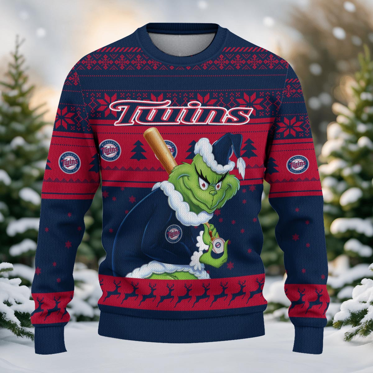 Sportswearmerch Minnesota Twins MLB x Grinch Christmas Ugly Sweater For Fans
