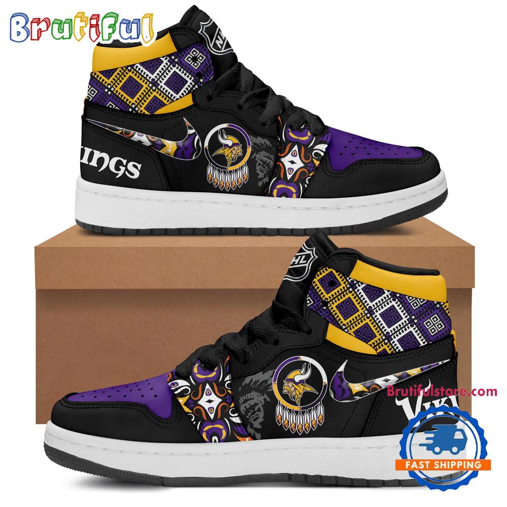 Sportswearmerch Minnesota Vikings NFL 2025 Native American Heritage Month AJ1 High Sneakers Shoes For Men And Women