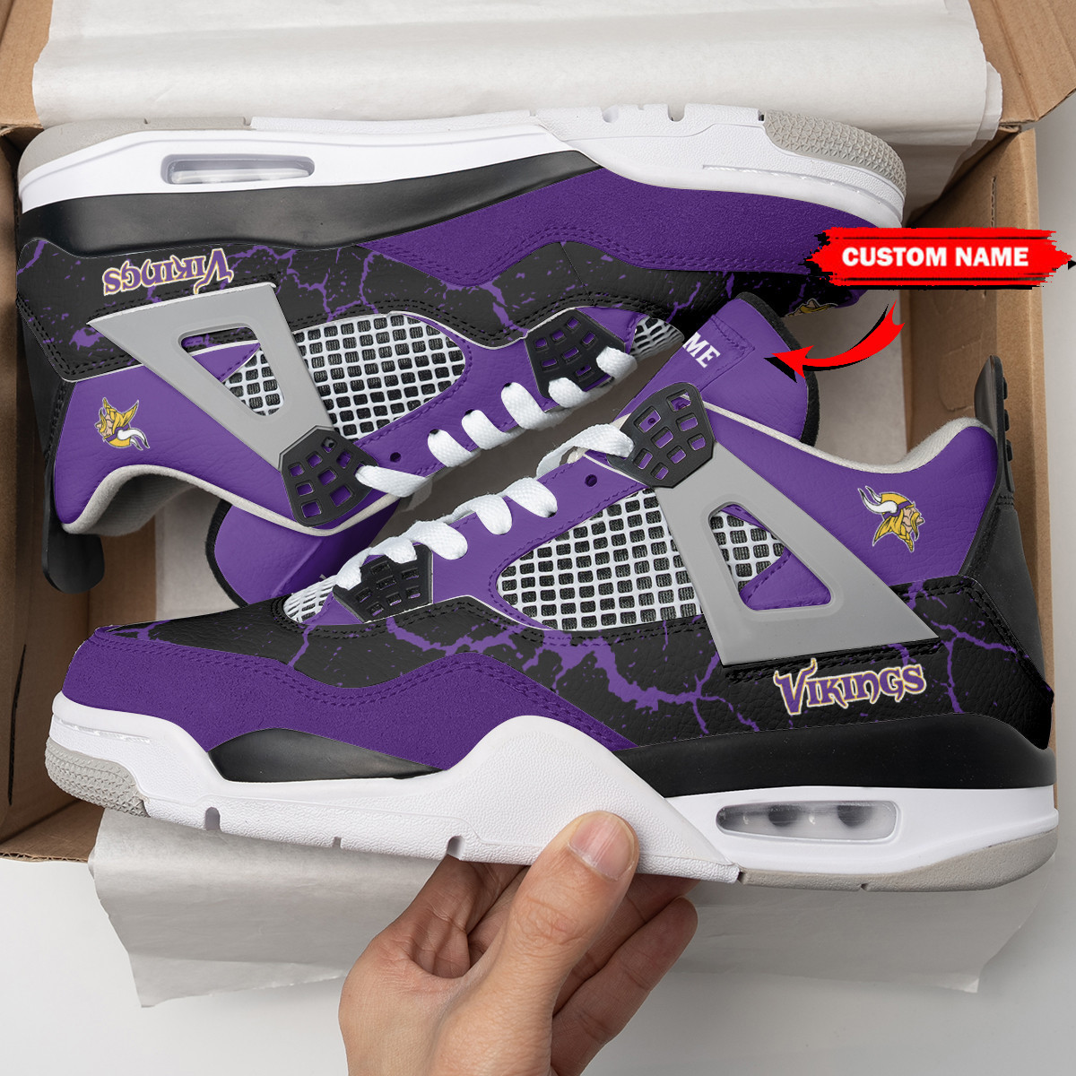 Sportswearmerch Minnesota Vikings NFL AJ4 Sneakers Shoes For Men And Women