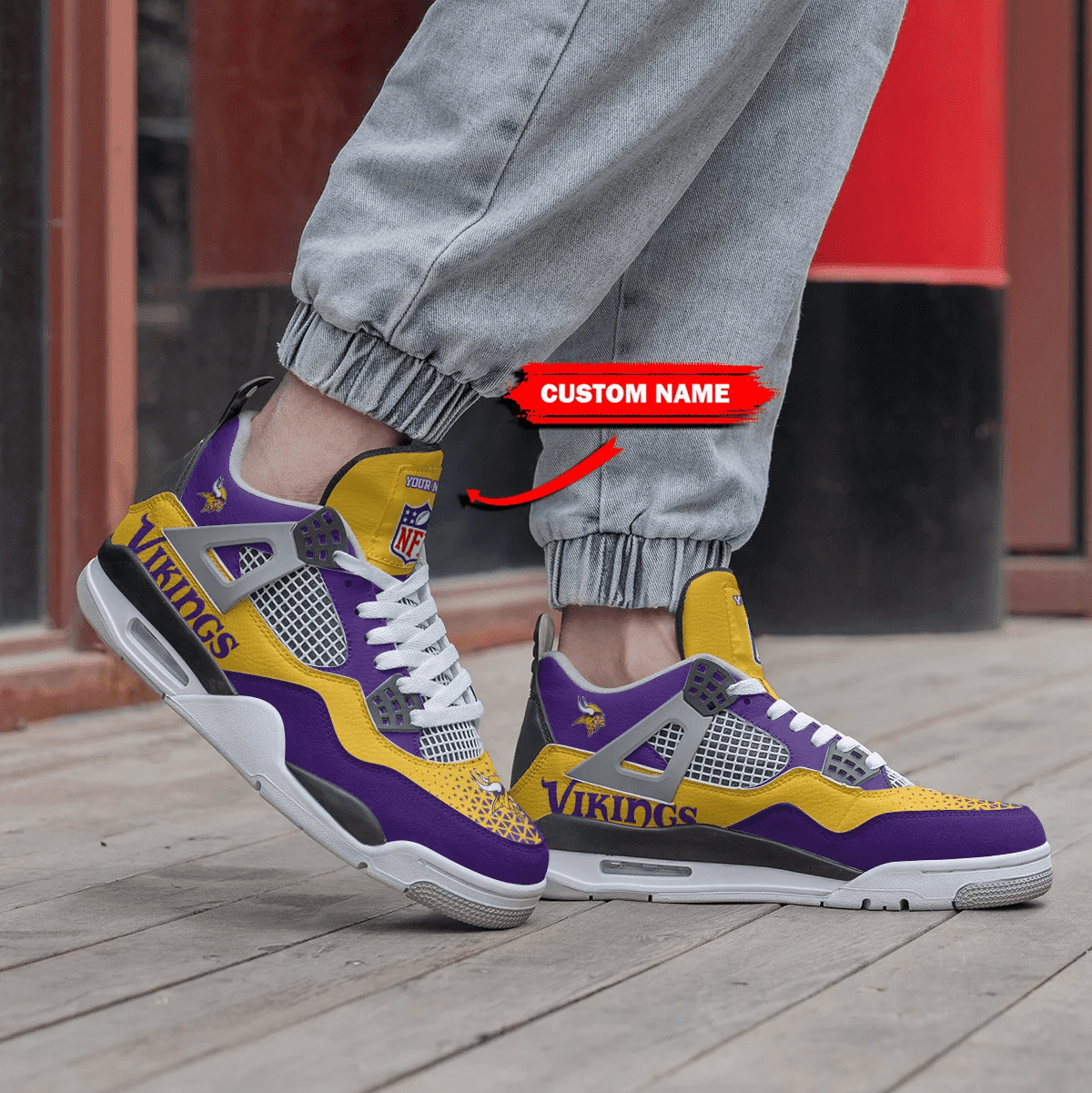 Sportswearmerch Minnesota Vikings NFL Air Jordan 4 Sneaker AJ4 Sneakers Shoes For Men And Women