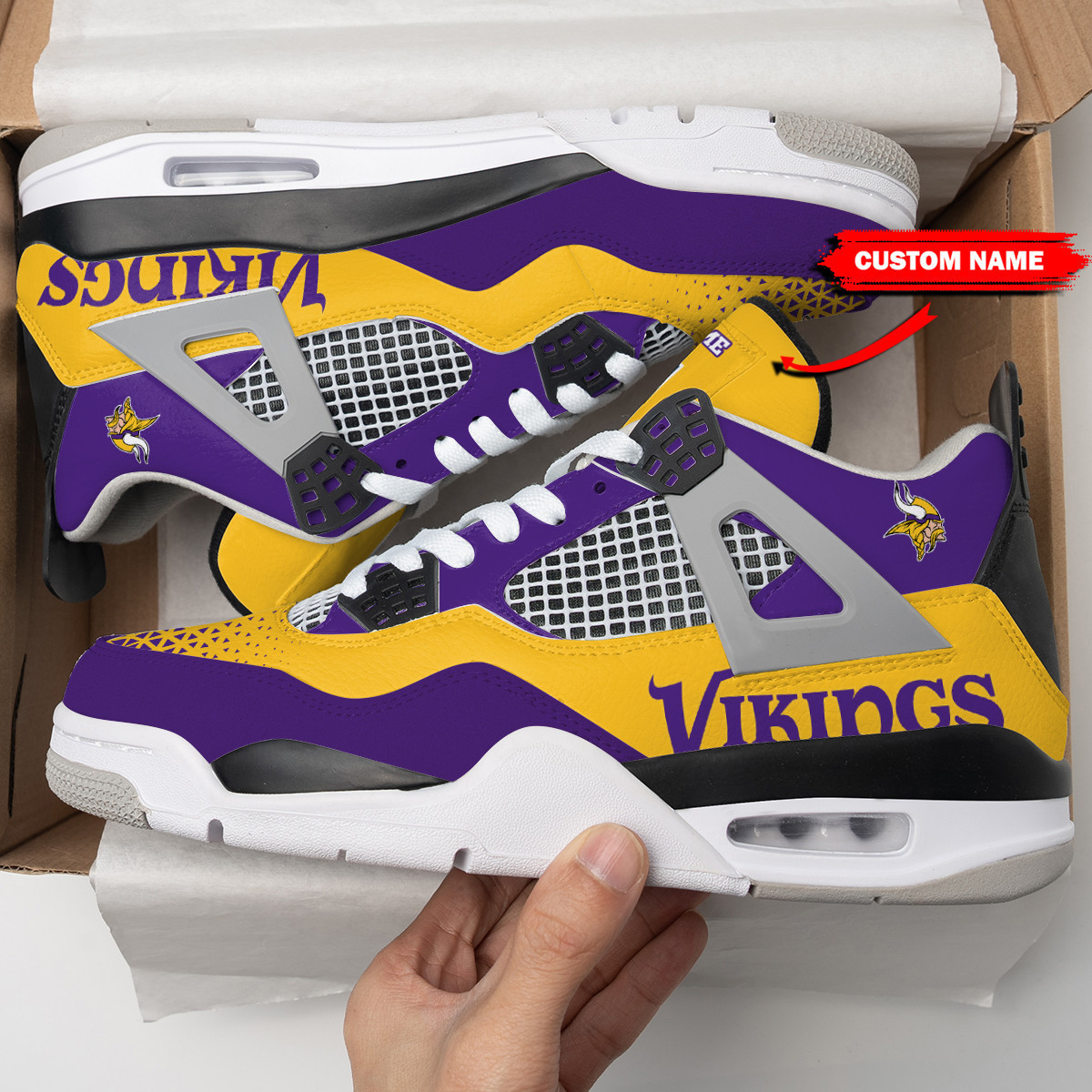 Sportswearmerch Minnesota Vikings NFL Air Jordan 4 Sneaker AJ4 Sneakers Shoes For Men And Women