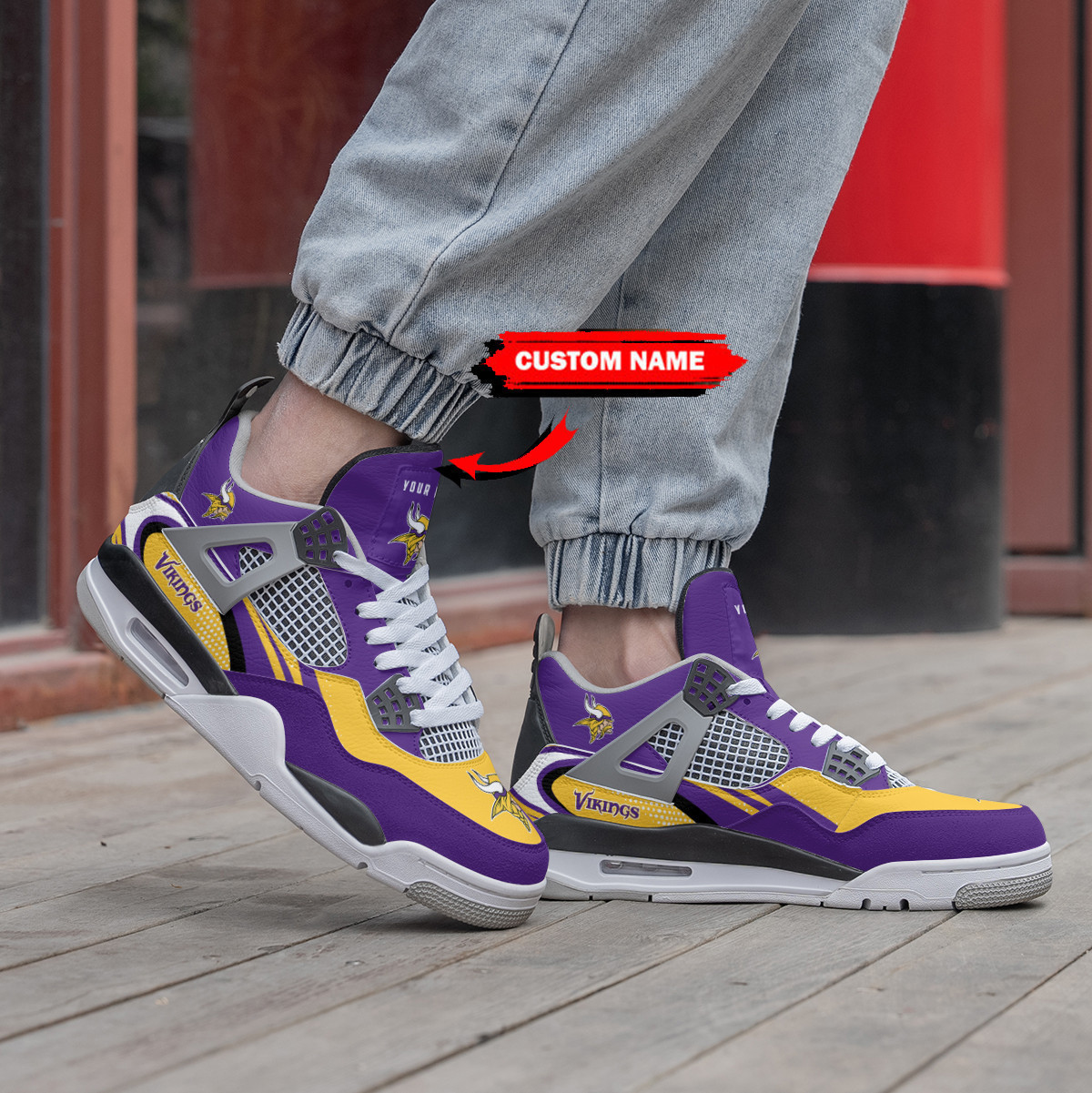 Sportswearmerch Minnesota Vikings NFL Air Jordan 4 Sneaker AJ4 Sneakers Shoes For Men And Women