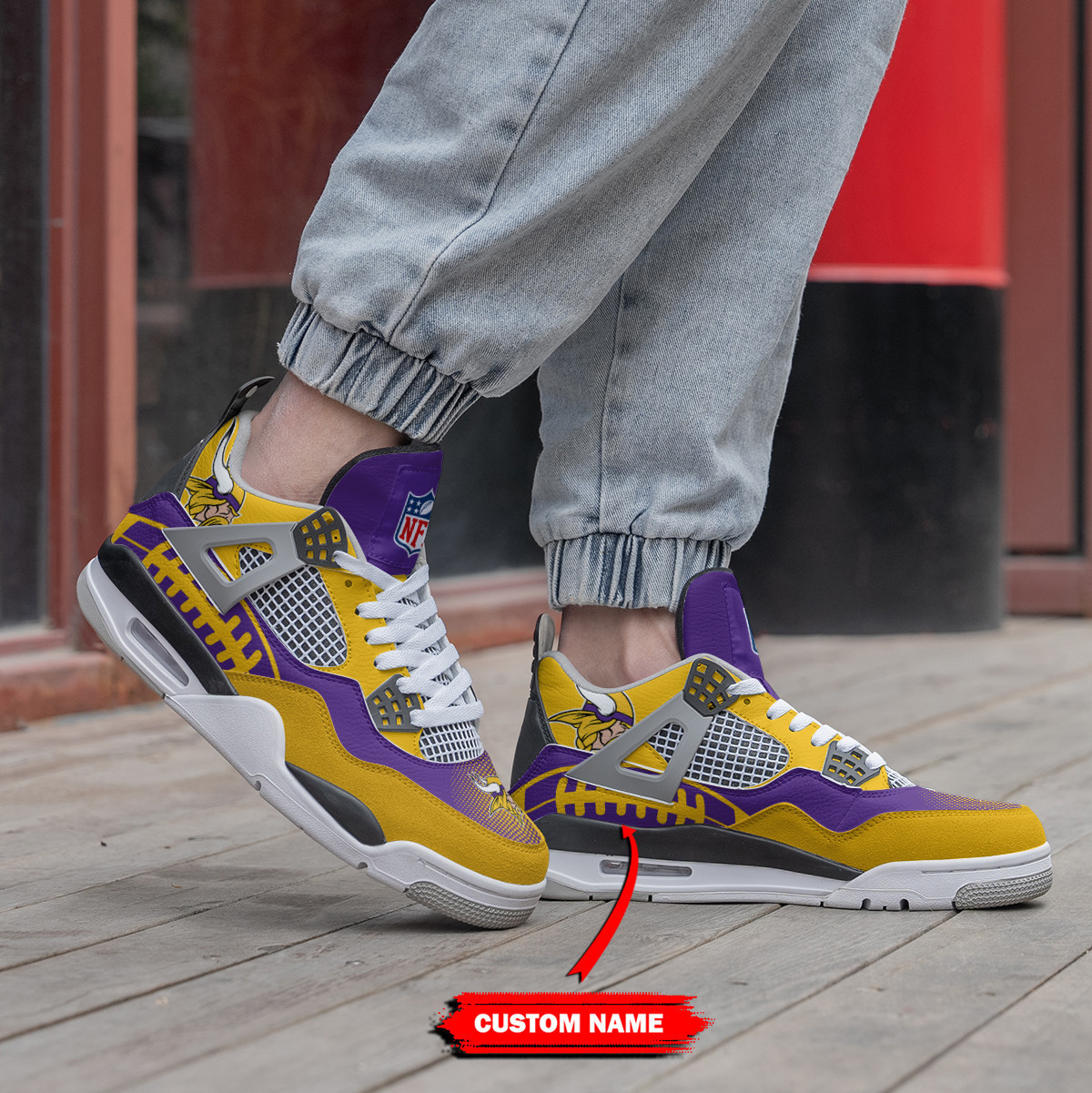Sportswearmerch Minnesota Vikings NFL AJ4 Sneakers Shoes For Men And Women