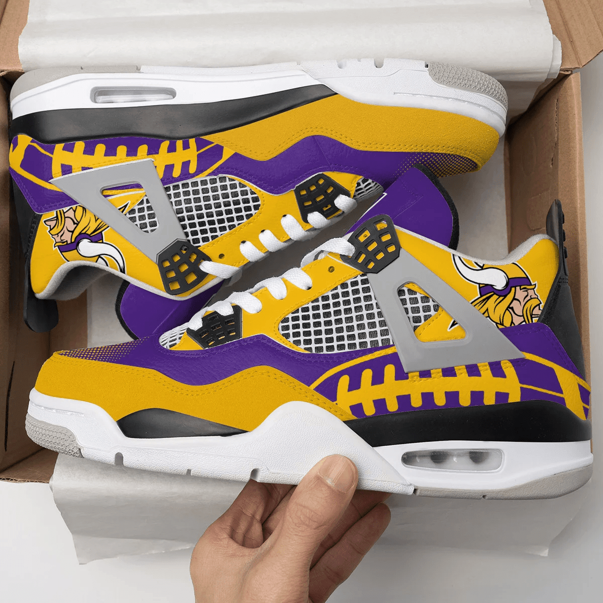 Sportswearmerch Minnesota Vikings NFL Air Jordan 4 Sneaker AJ4 Sneakers Shoes For Men And Women
