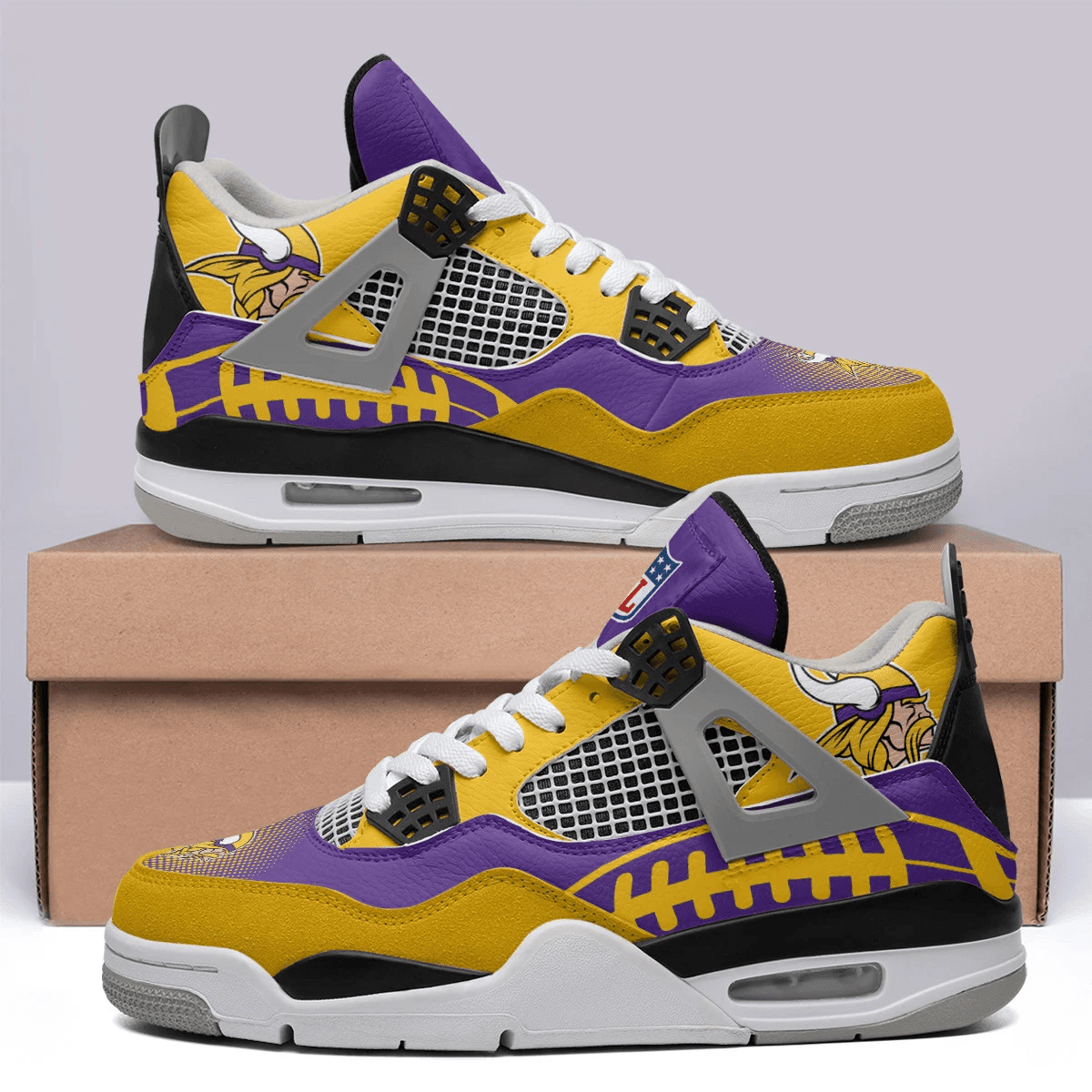 Sportswearmerch Minnesota Vikings NFL Air Jordan 4 Sneaker AJ4 Sneakers Shoes For Men And Women
