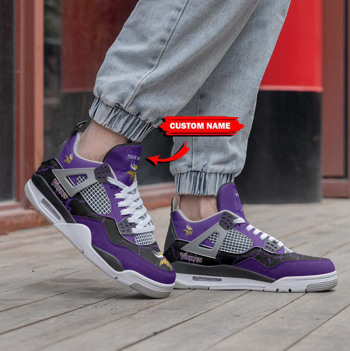 Sportswearmerch Minnesota Vikings NFL Air Jordan 4 Sneaker AJ4 Sneakers Shoes For Men And Women