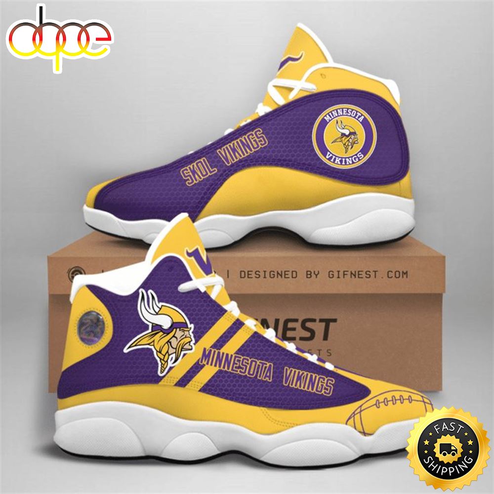 Sportswearmerch Minnesota Vikings NFL AJ13 Sneakers Shoes For Men And Women