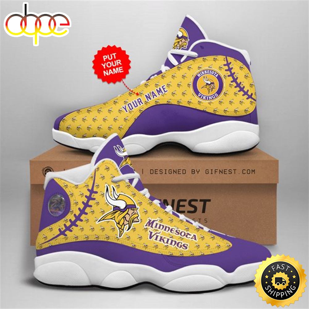 Sportswearmerch Minnesota Vikings NFL AJ13 Sneakers Shoes For Men And Women
