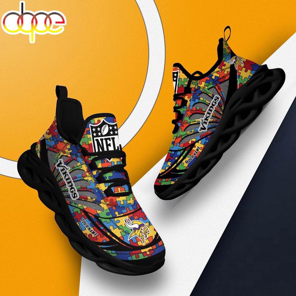 Sportswearmerch Minnesota Vikings NFL Autism Clunky Max Soul Shoes Sneakers For Men And Women