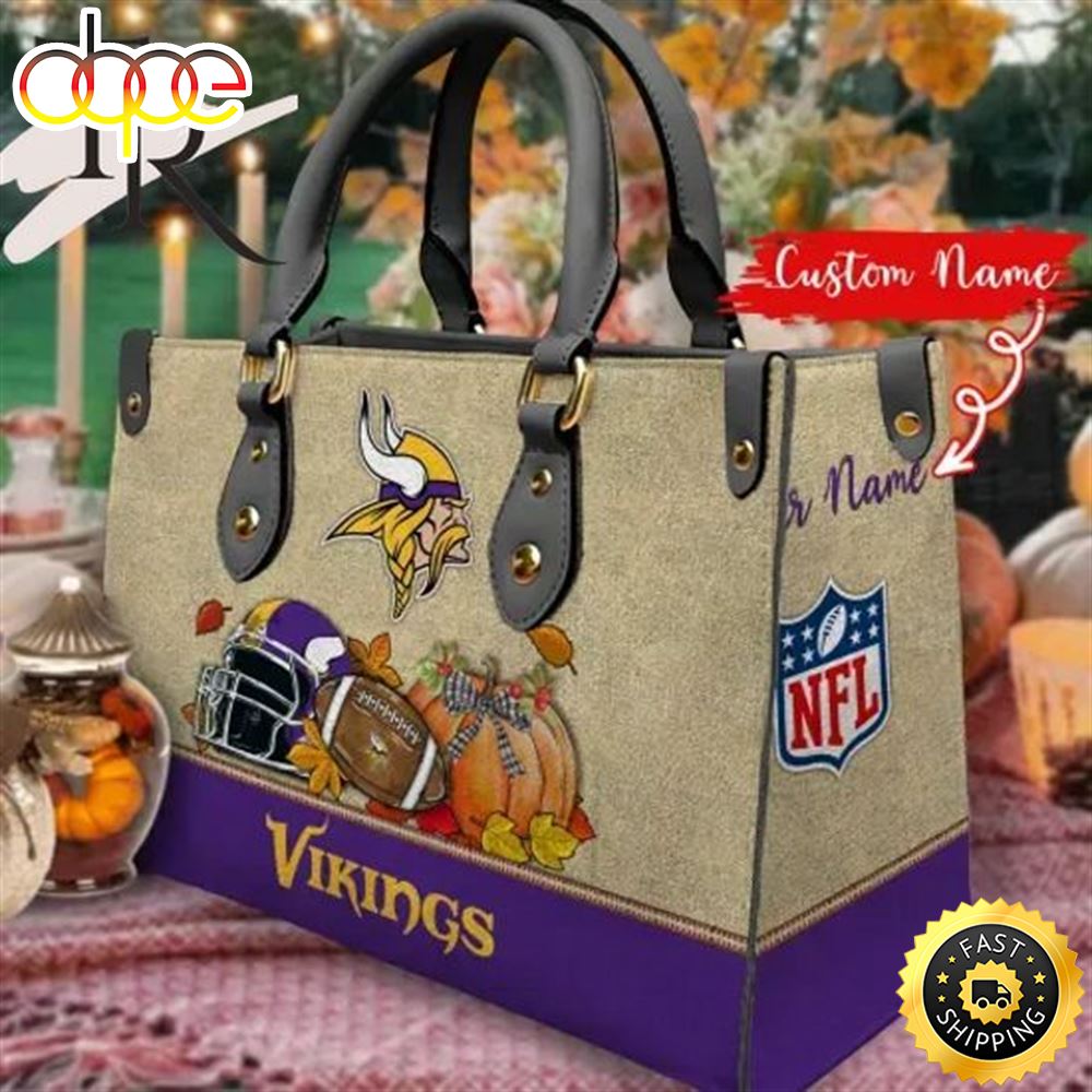 Sportswearmerch Minnesota Vikings NFL Autumn Women Leather Hand Bag For Fan