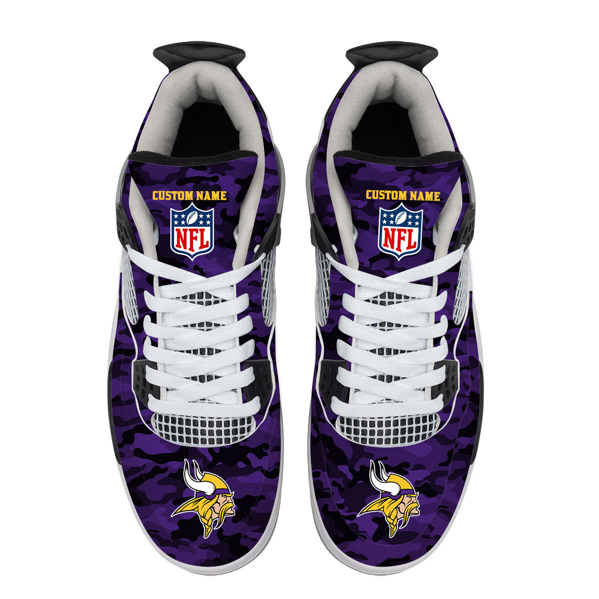 Sportswearmerch Minnesota Vikings NFL Camo Air Jordan 4 SneakerAJ4 Sneakers Shoes For Men And Women