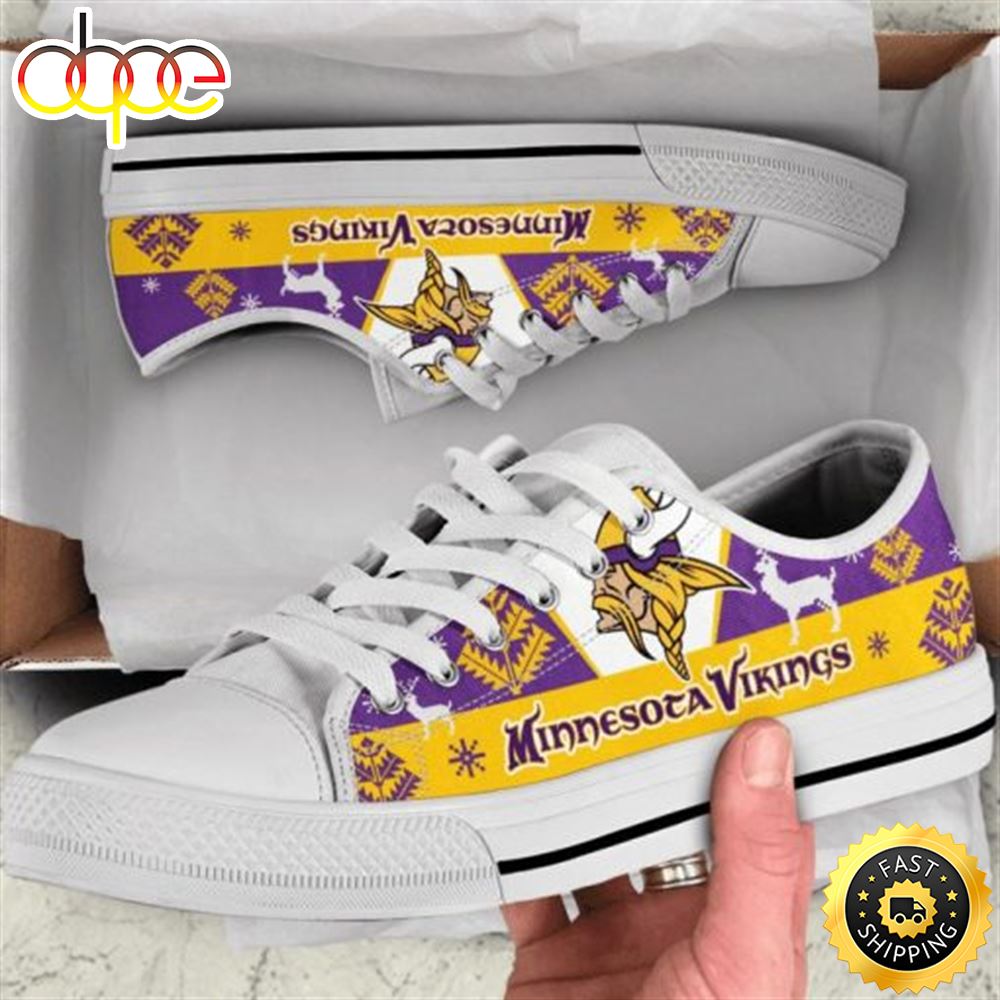 Sportswearmerch Minnesota Vikings NFL Christmas Low Top Canvas Sneakers Shoes For Men And Women