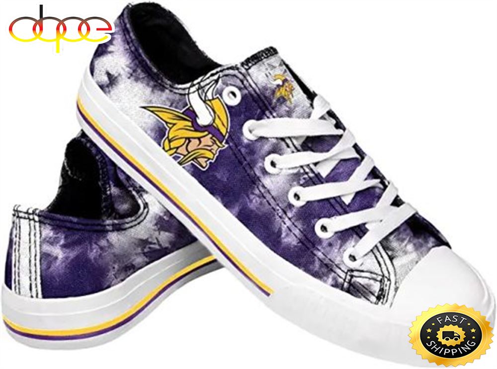 Sportswearmerch Minnesota Vikings NFL Free Style Purple Low Top Canvas Sneakers Shoes For Men And Women